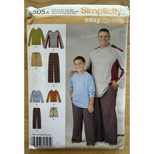 Simplicity Pattern 1505 Sleepwear For Husky Boys' S-L, Big & Tall Men's 1XL-5XL